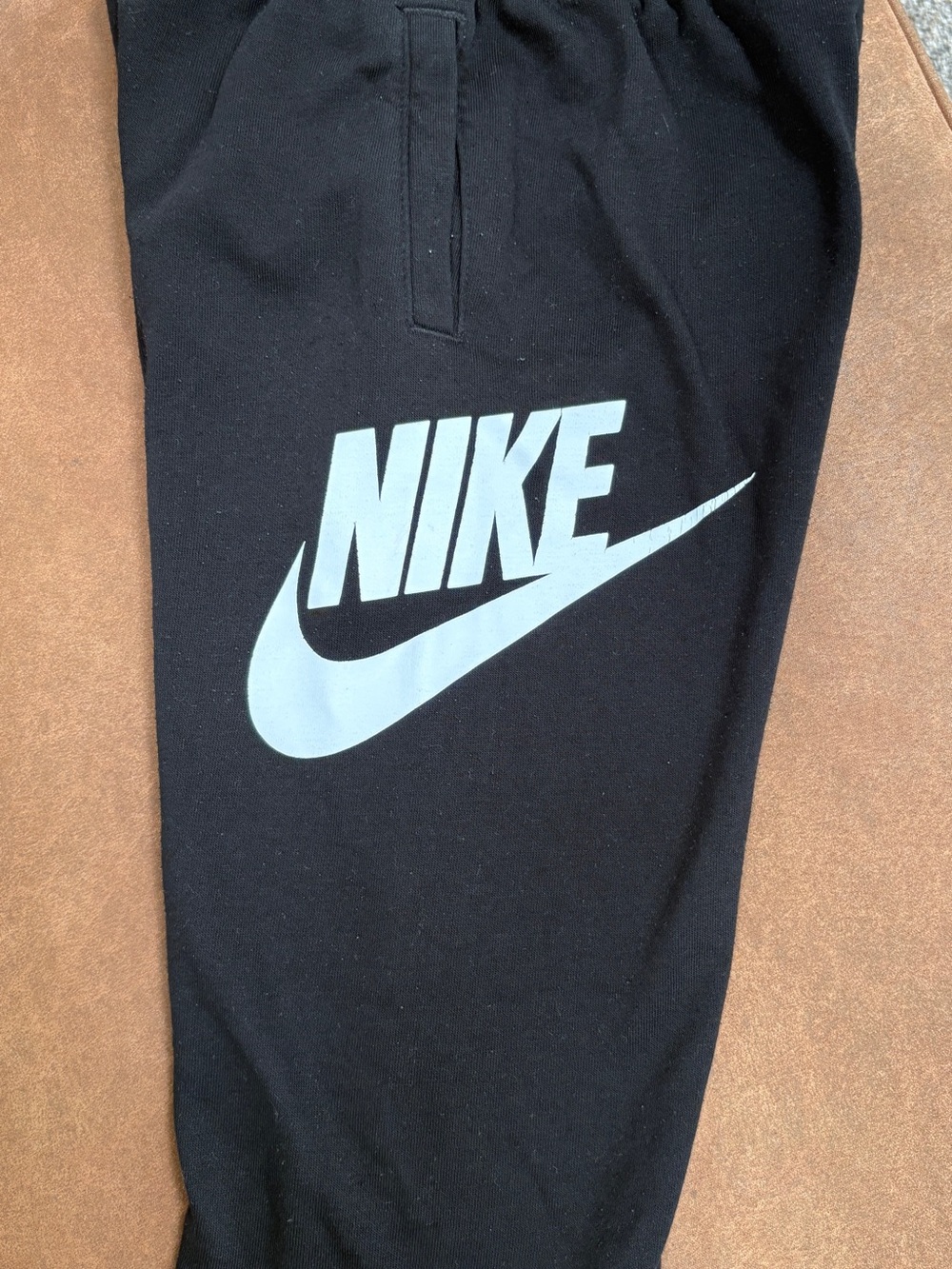 Nike Kids Black Sweatpants with White Logo - 7